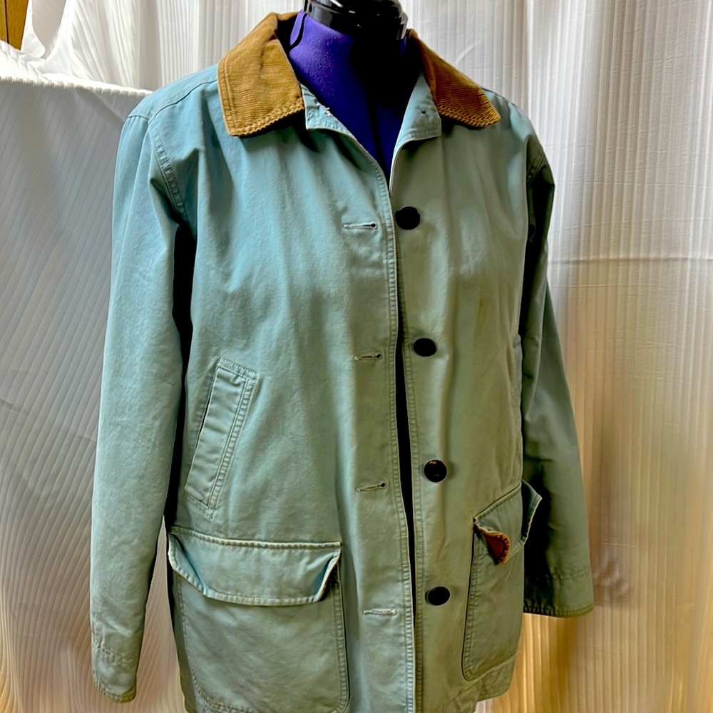 LL Bean denim barn coat womens large. Barely worn sky blue